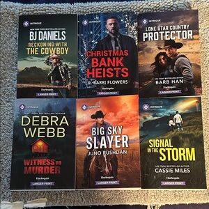 Harlequin Intrigue, lot of 6, larger print, 
Nov 25